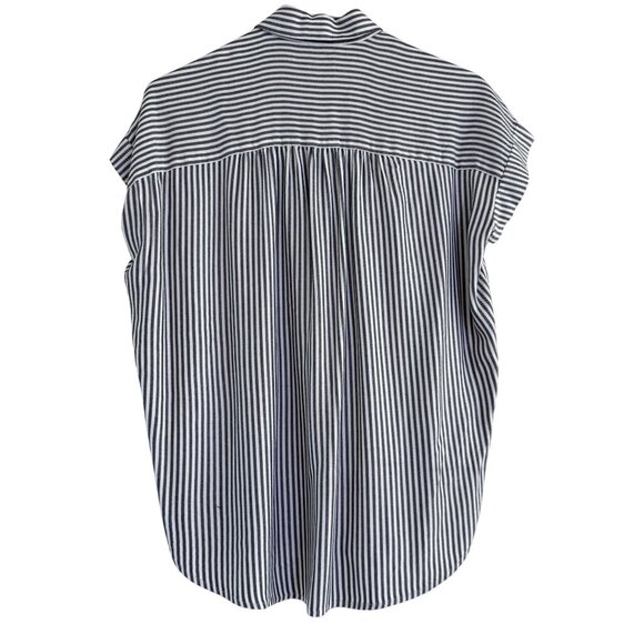Madewell Womens Central Drapey Gray Striped Button Down Collared Shirt Size XXS - Picture 2 of 9